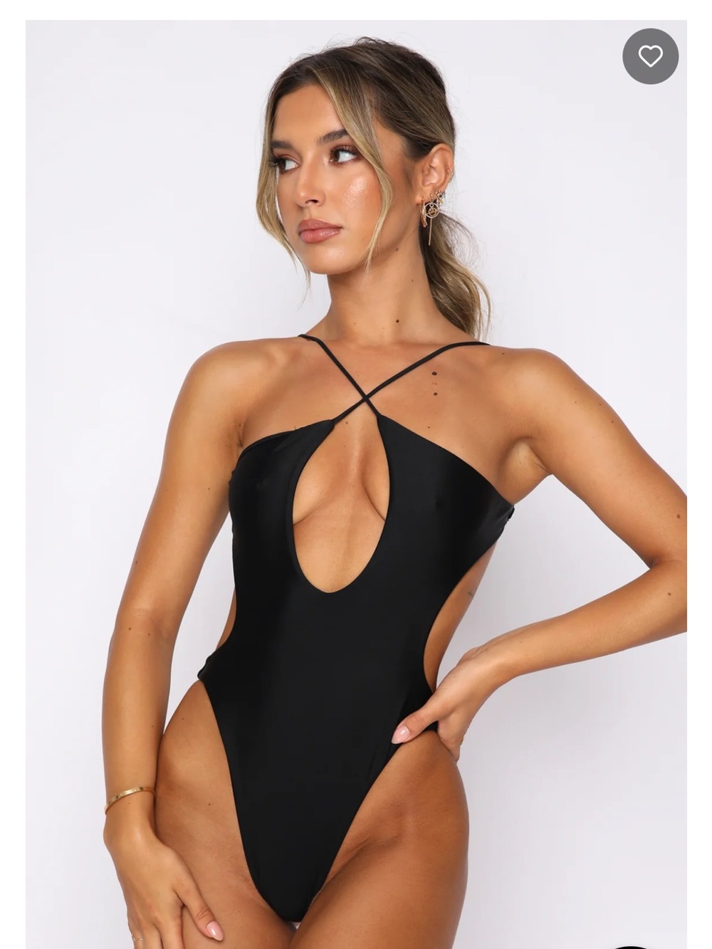 White Fox Boutique Swim Black Crisscross Cutout One-Piece Swimsuit